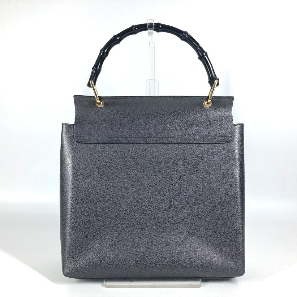 Gucci Handbag 001ã»1118 leather gray vintage Bamboo