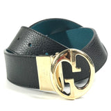 Gucci belt 450000 leather black Double G GG logo 90