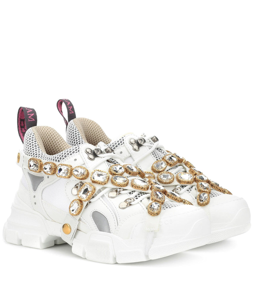 Gucci Flashtrek Sneaker With Removable Crystals- White