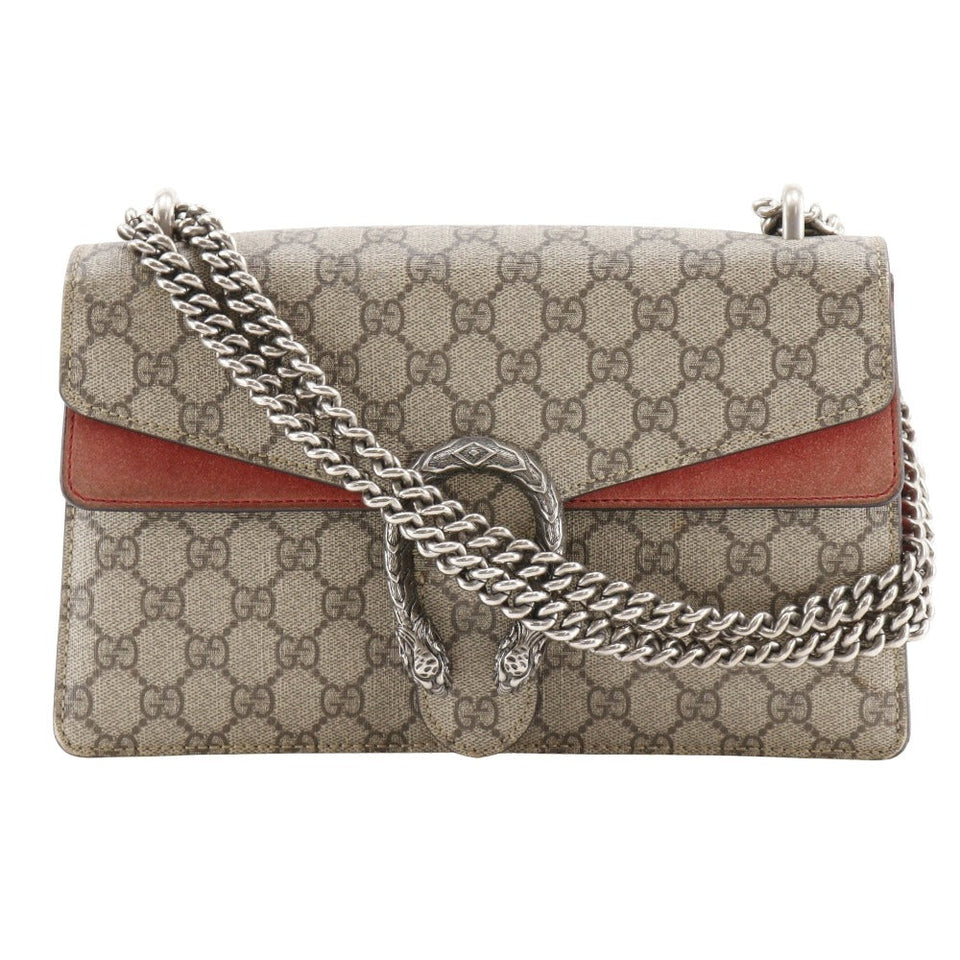 Gucci Shoulder Bag 400249 GG Supreme canvas, suede Brown ChainShoulder Duonisos