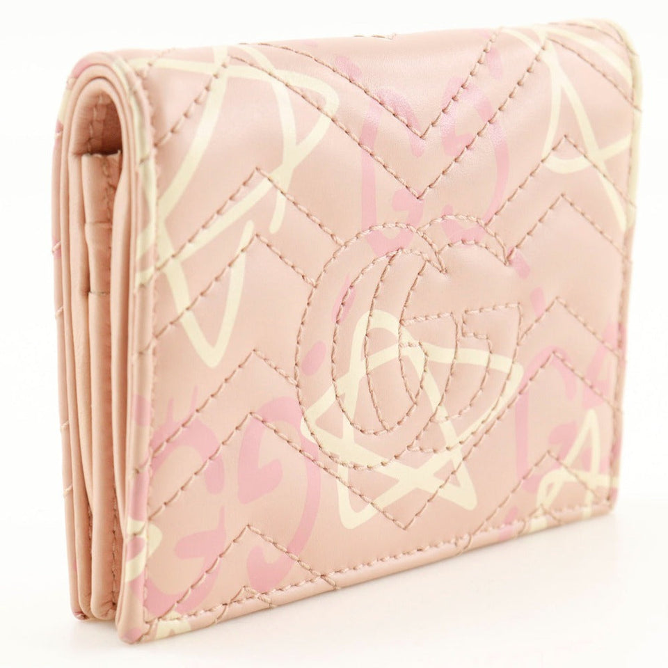 Gucci Bifold Wallet 449421 leather pink Card Case GG ghost Compact wallet Women