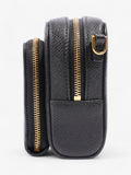 Christian Dior Caro Double Pouch Bag Black Calfskin Leather