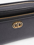 Christian Dior Caro Double Pouch Bag Black Calfskin Leather