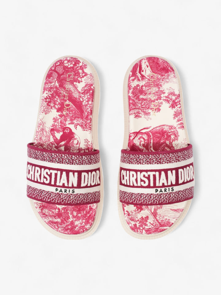 Christian Dior Dway Slides Burgundy / White Canvas EU 38 UK 5