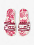 Christian Dior Dway Slides Burgundy / White Canvas EU 38 UK 5
