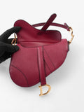 Christian Dior Mini saddle bag Bordeaux Red Calfskin Leather Mini