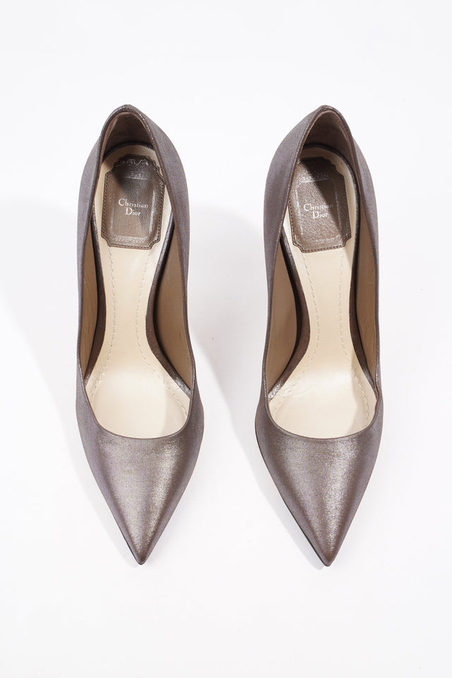 Christian Dior Bronze Heels 100 Bronze Canvas EU 37.5 UK 4.5