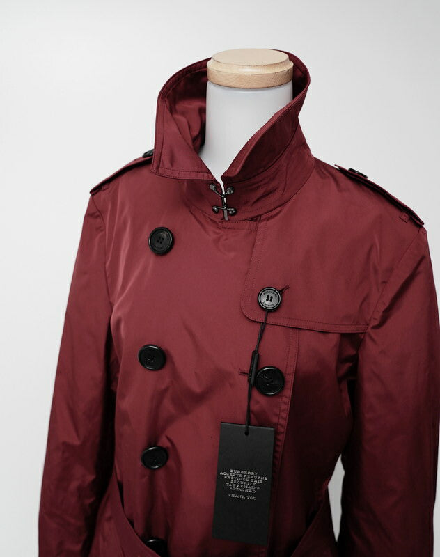 Burberry coat 4004660 Outer: 100% polyester / Lining: 50% acetate, 50% viscose / Sleeve lining: 100% viscose wine-red Women UK10/USA8/ITA42/GER38/FRA40/BR40