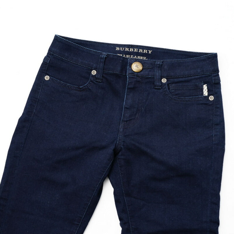 Burberry Pants E1R43-745-29 Main: 66% cotton, 32% polyester, 2% polyurethane / Leather part: artificial leather Navy Women 36