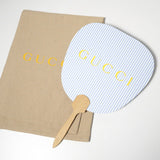 Gucci Other miscellaneous goods Bamboo, Paper Light blue Stripe Pattern logo: Yellow Uchiwa fan Women(Unisex)