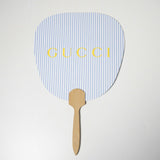 Gucci Other miscellaneous goods Bamboo, Paper Light blue Stripe Pattern logo: Yellow Uchiwa fan Women(Unisex)