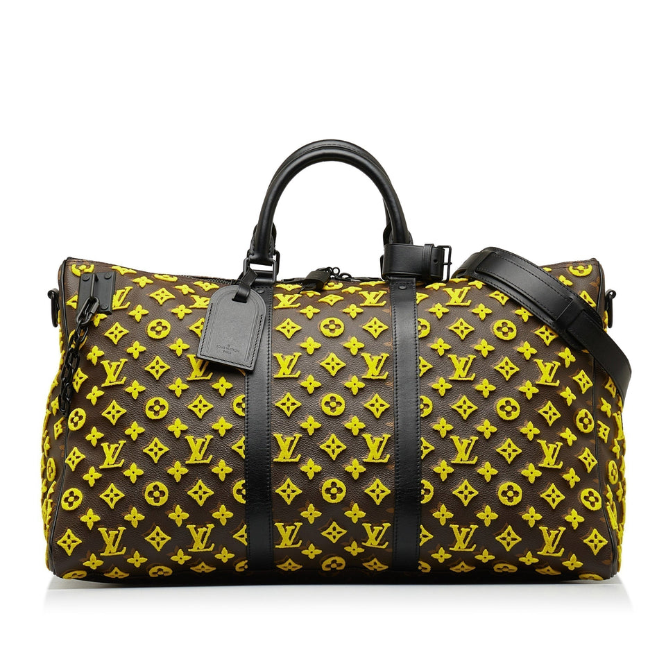 Louis Vuitton Monogram Tuffetage Triangle Keepall Bandouliere 50 Travel Bag