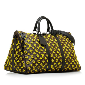 Louis Vuitton Monogram Tuffetage Triangle Keepall Bandouliere 50 Travel Bag