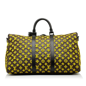 Louis Vuitton Monogram Tuffetage Triangle Keepall Bandouliere 50 Travel Bag