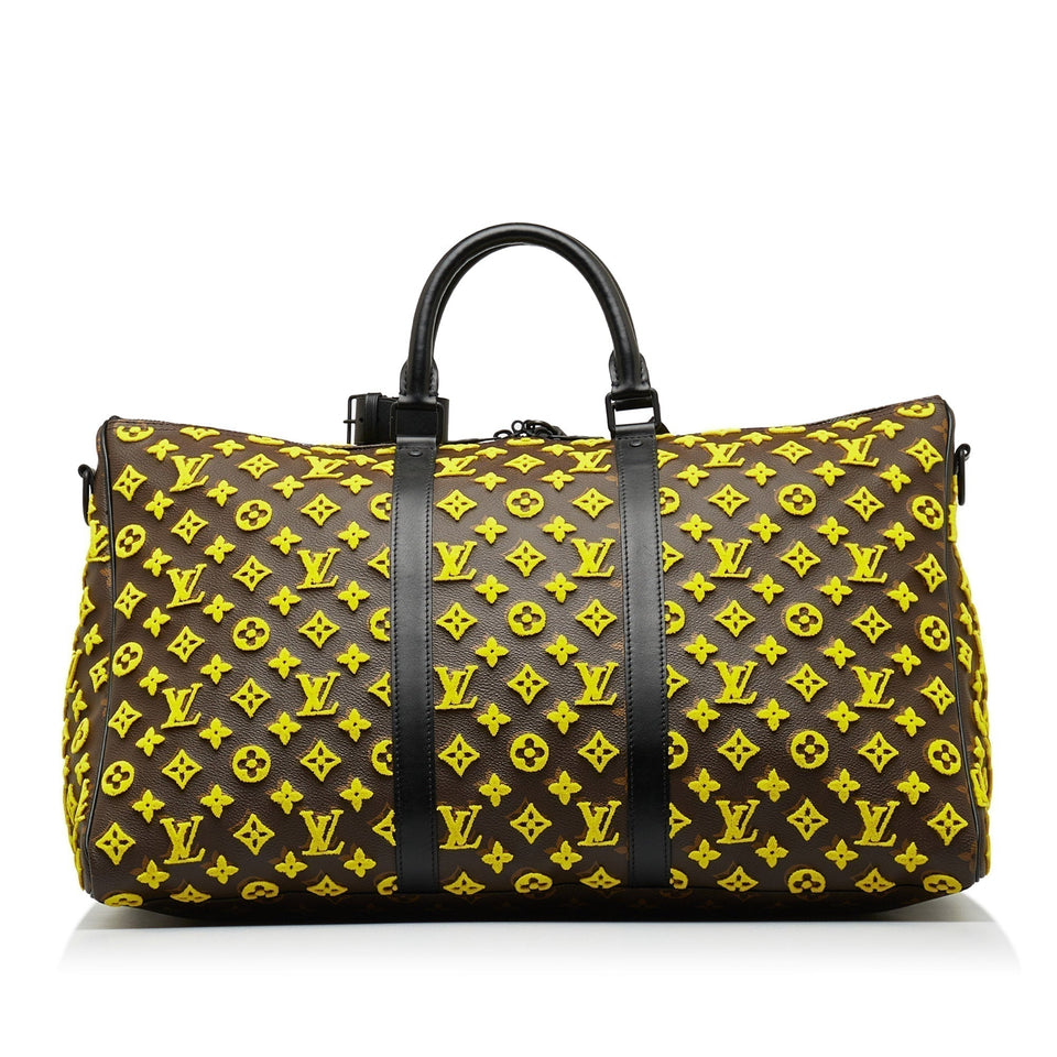 Louis Vuitton Monogram Tuffetage Triangle Keepall Bandouliere 50 Travel Bag