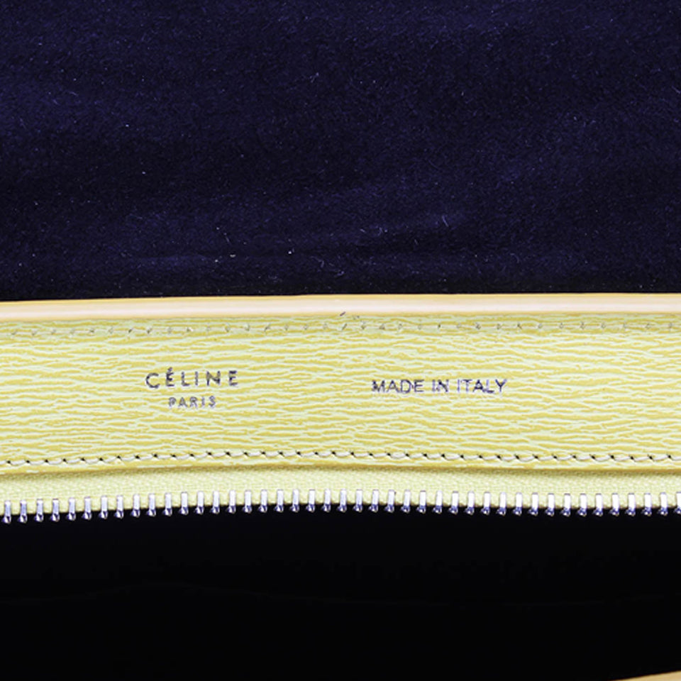 Celine Trapeze Leather Satchel Yellow