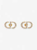Christian Dior CD Earrings Gold / White Base Metal