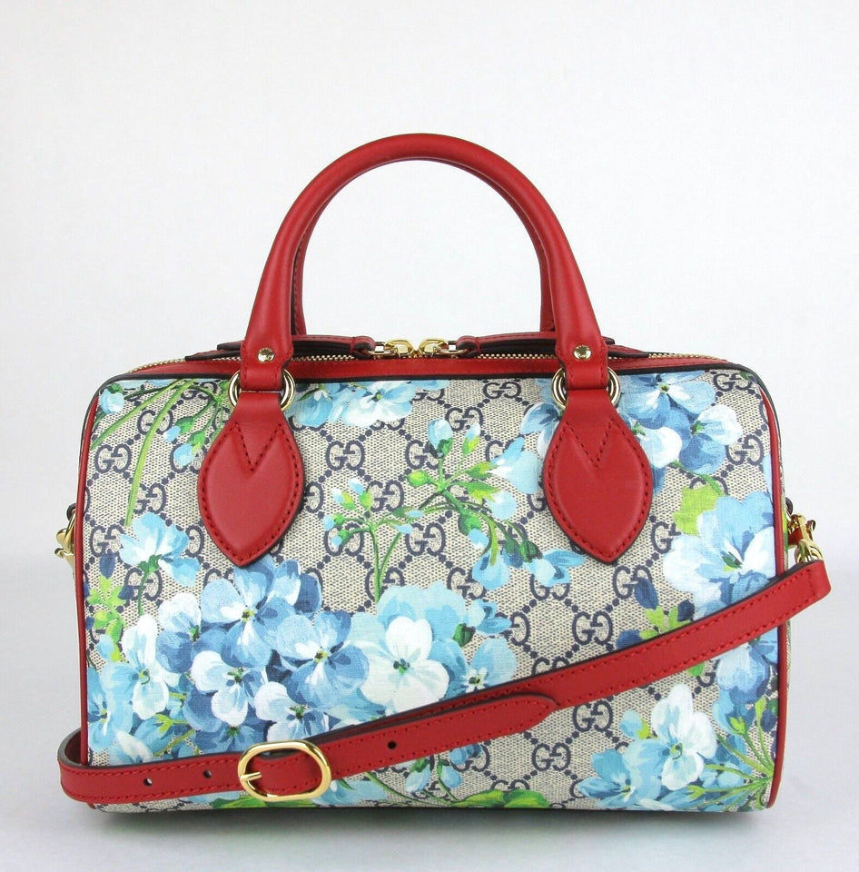 Gucci GG SUPREME MONOGRAM BLOOMS SMALL BOSTON BAG