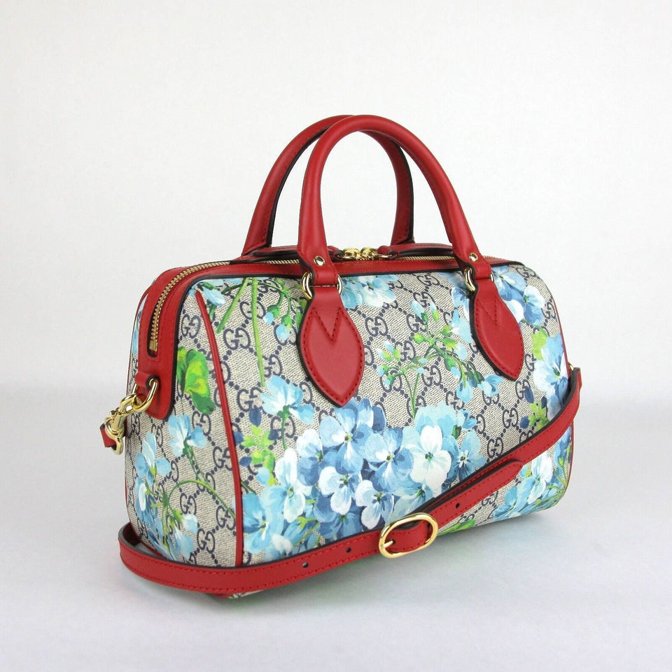 Gucci GG SUPREME MONOGRAM BLOOMS SMALL BOSTON BAG