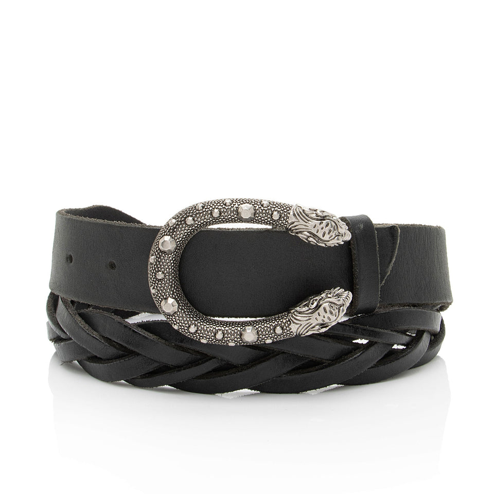 Gucci Braided Distressed Leather Dionysus Belt - Size 38 / 95