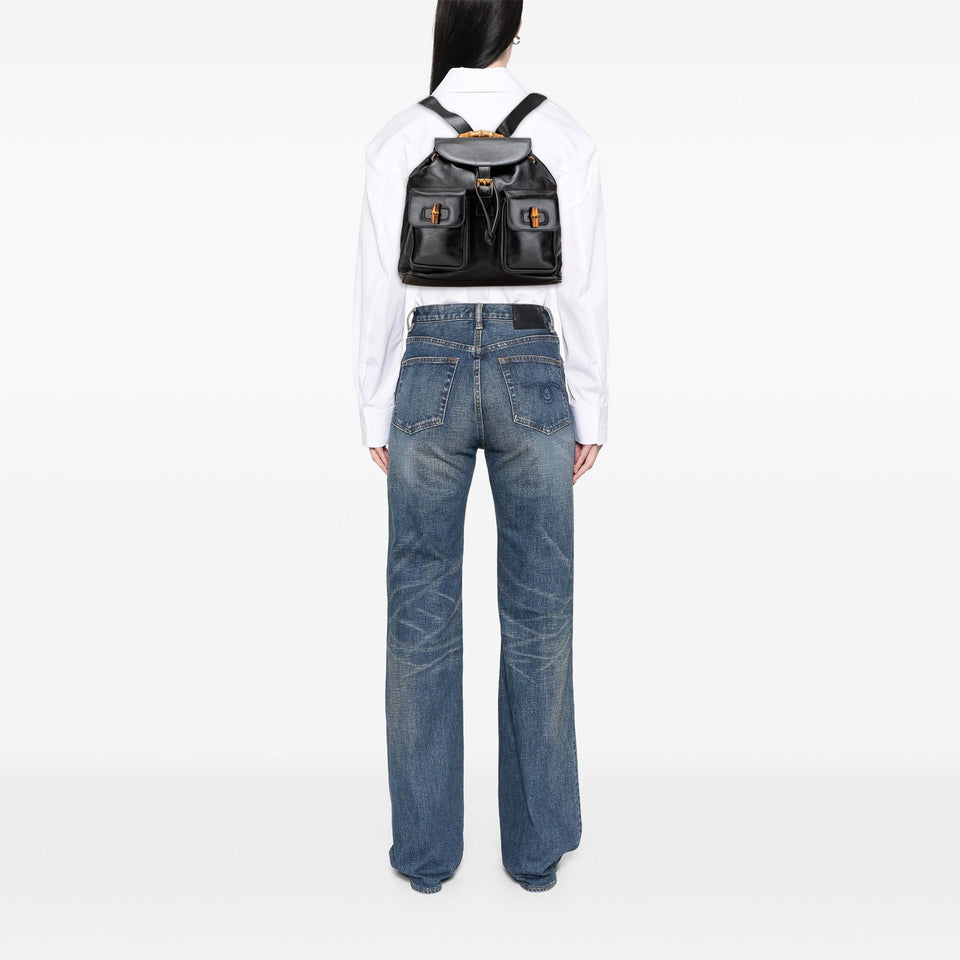 Gucci Calfskin Bamboo Drawstring Backpack