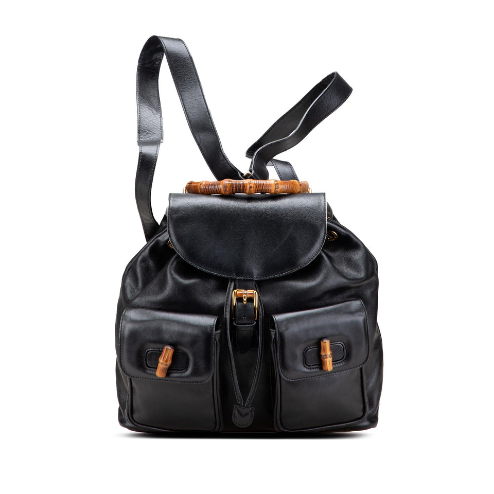 Gucci Calfskin Bamboo Drawstring Backpack