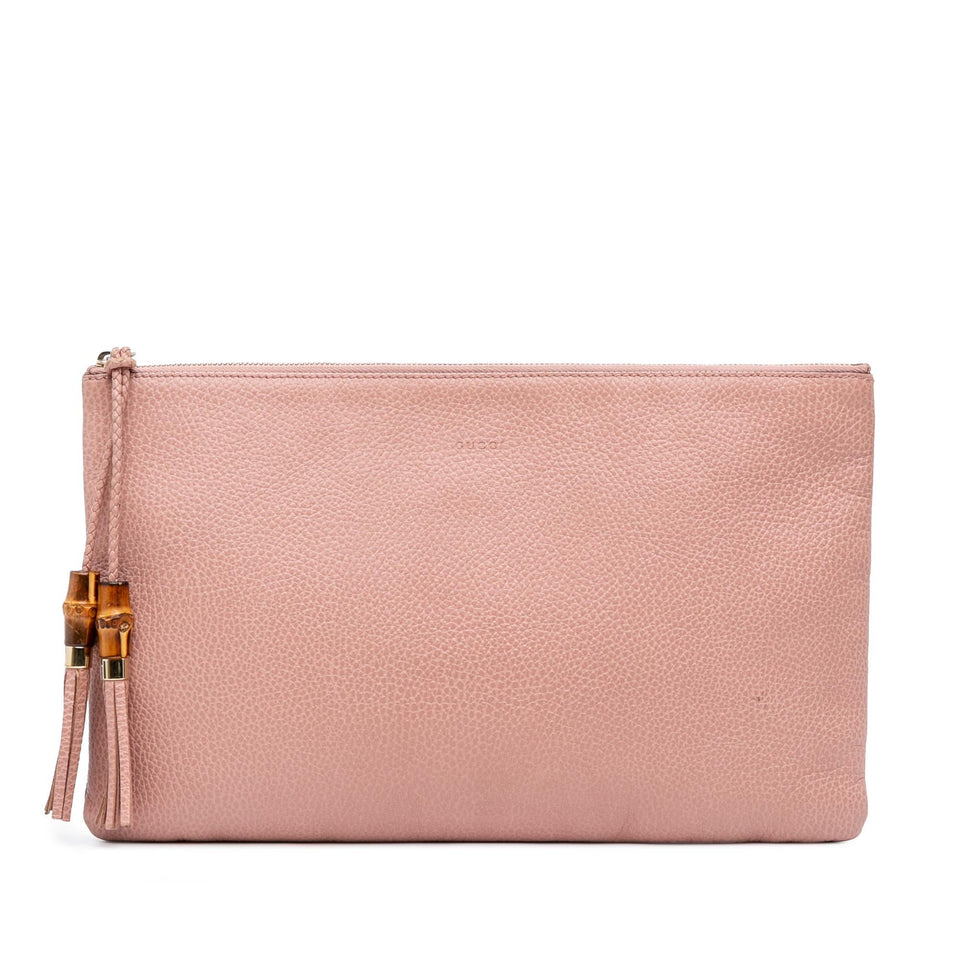 Gucci Calfskin Bamboo Tassel Clutch