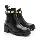 Gucci Calfskin Crystal Trip Chelsea Boots - Size 7.5 / 37.5