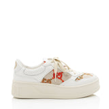Gucci Calfskin Embroidered Canvas GG Tennis Sneakers - Size 6.5 / 36.5