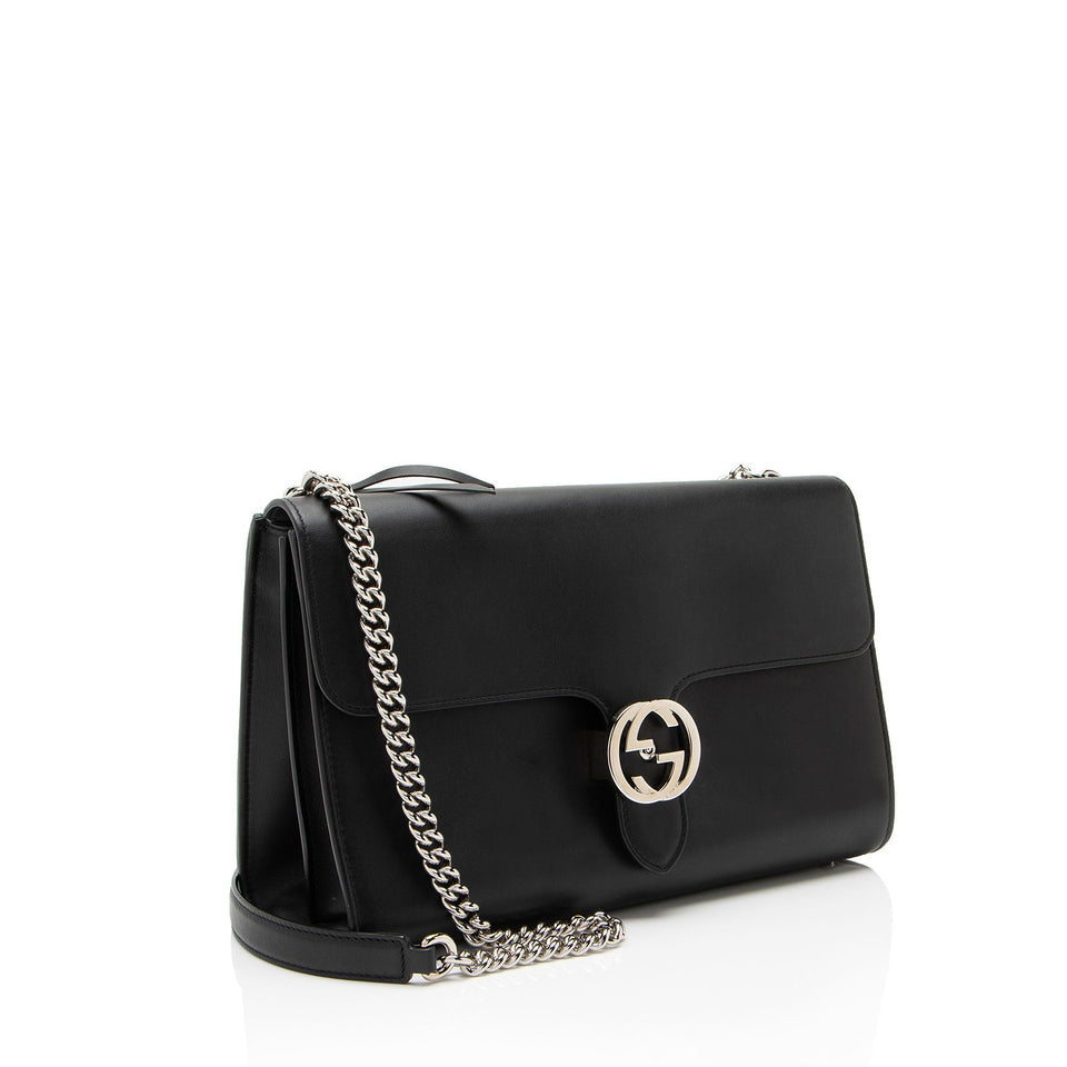 Gucci Grained Calfskin Interlocking G Medium Shoulder Bag