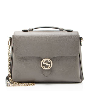 Gucci Calfskin Interlocking G Top Handle Medium Shoulder Bag
