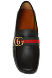 Gucci GG WEB CALFSKIN LEATHER DRIVER LOAFERS