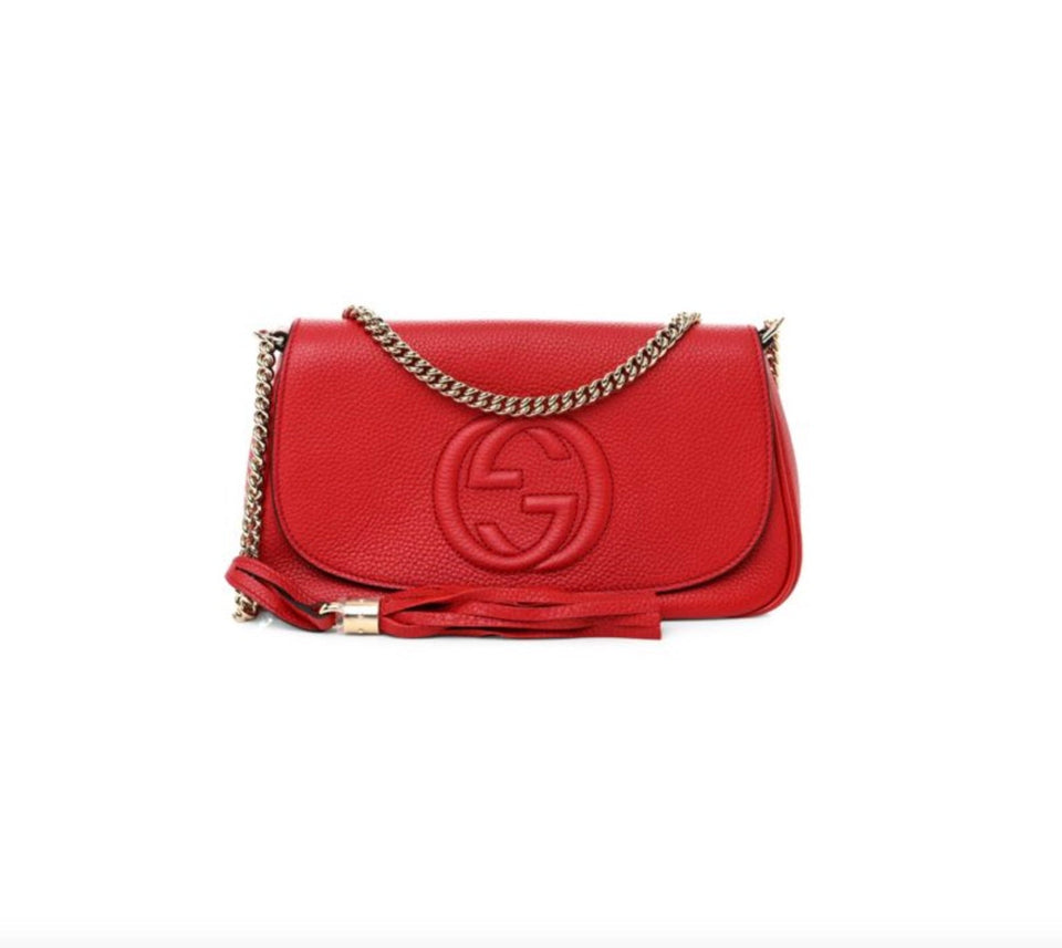 Gucci PEBBLED CALFSKIN LEATHER MEDIUM SOHO CHAIN BAG