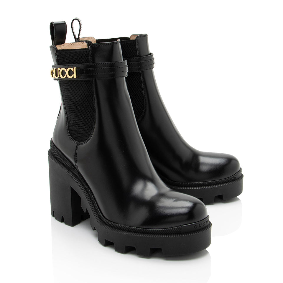 Gucci Calfskin Logo Trip Platform Boots - Size 9.5 / 39.5