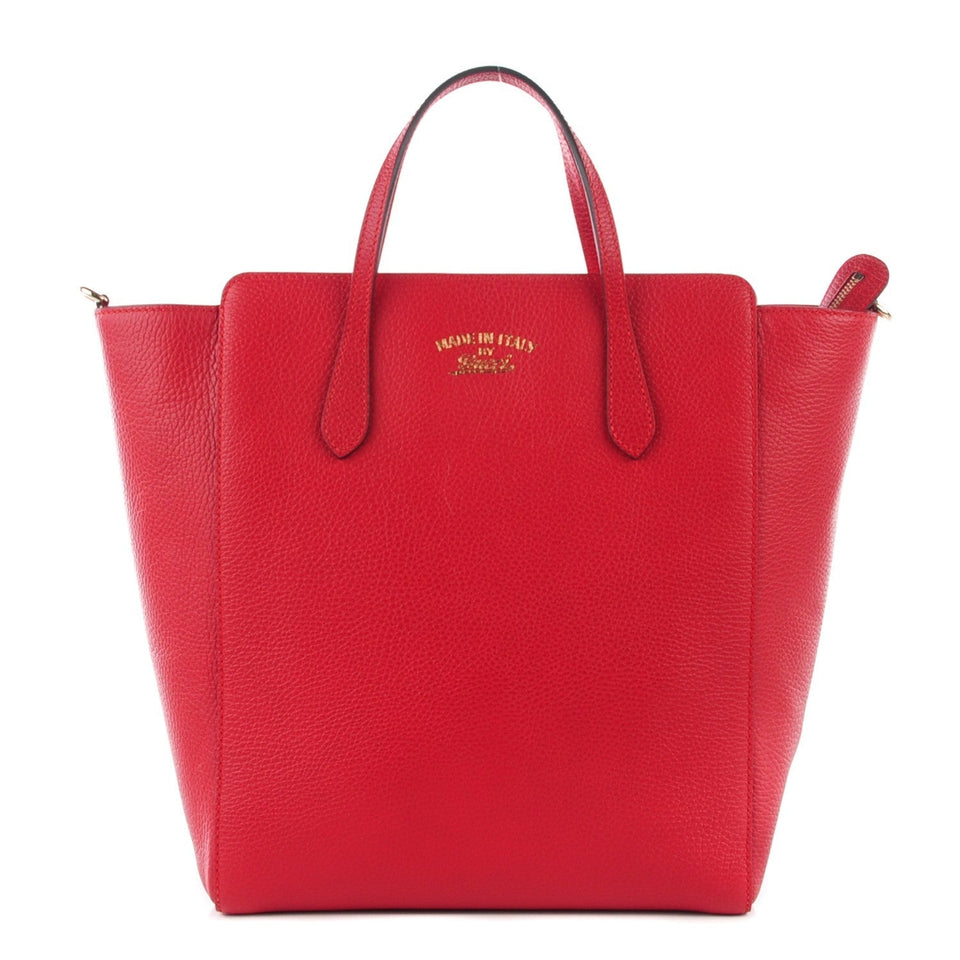 Gucci PEBBLED CALFSKIN LEATHER MEDIUM TOP HANDLE TOTE BAG