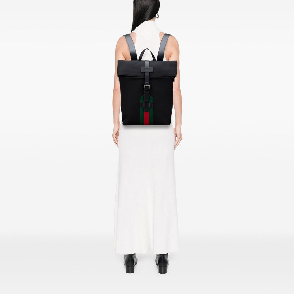 Gucci Canvas Techno Web Fold Over Backpack