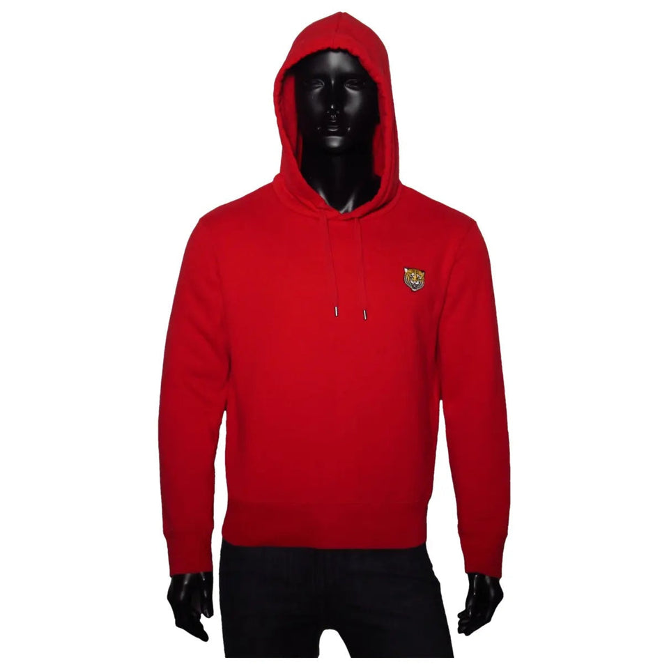 Gucci TIGER APPLIQUE LOGO COTTON HOODED SWEATSHIRT