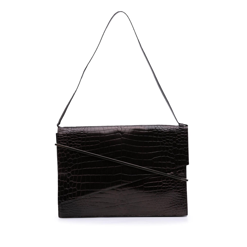 Gucci Croc Embossed Leather Broadway Envelope Shoulder Bag