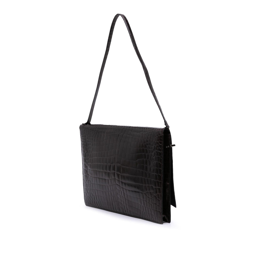 Gucci Croc Embossed Leather Broadway Envelope Shoulder Bag