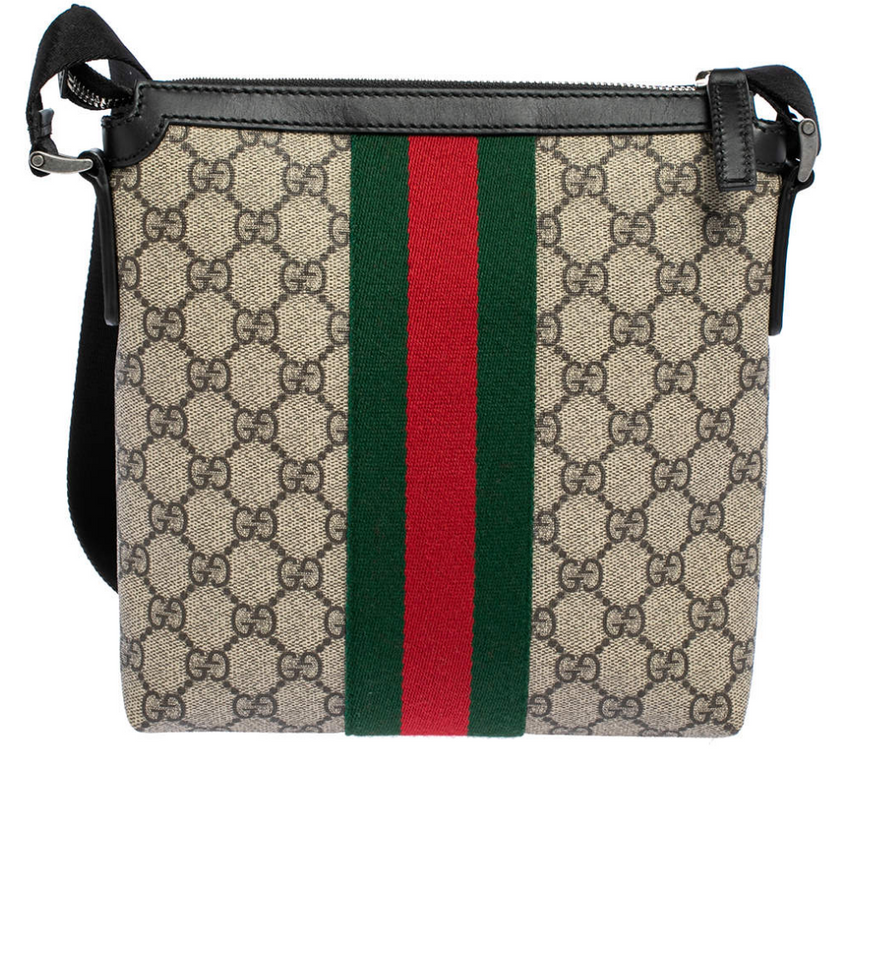 Gucci GG Supreme Canvas Web Flat Messenger Bag