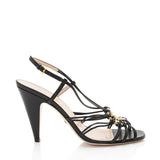 Gucci Calfskin Crystal Isa Interlocking G Sandals - Size 8.5 / 38.5
