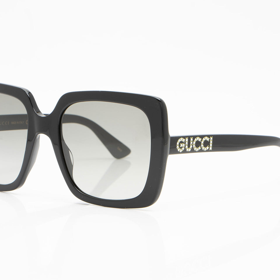 Gucci Crystal Logo Oversized Rectangular Sunglasses