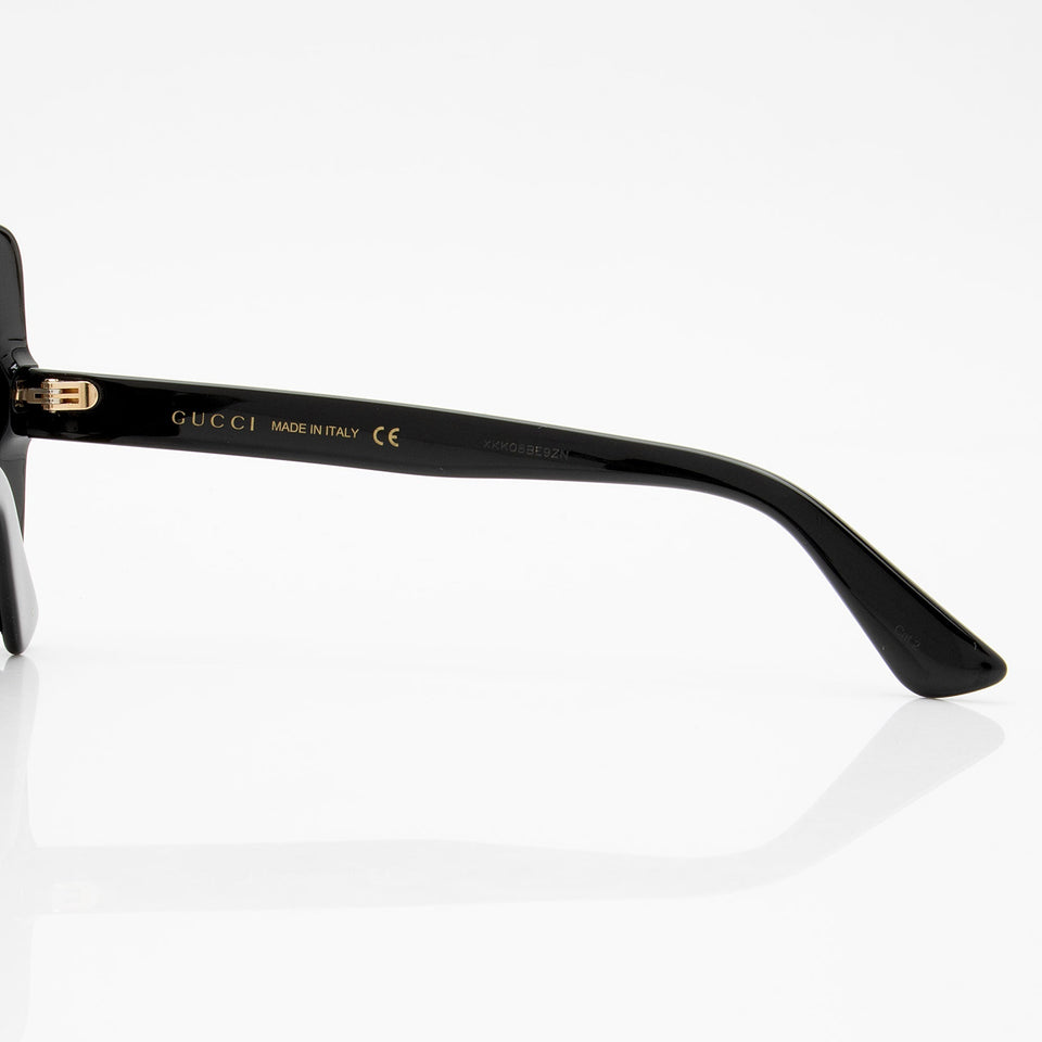 Gucci Crystal Logo Oversize Rectangle Sunglasses