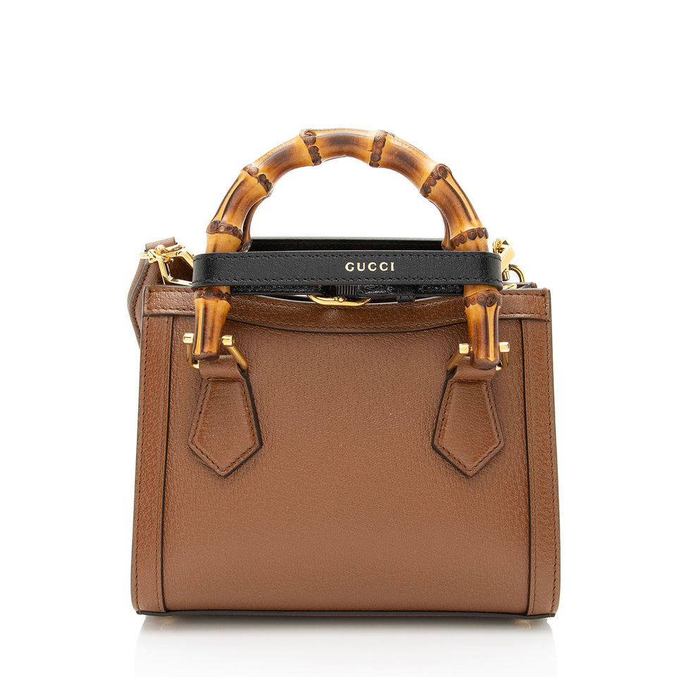 Gucci Cuir Leather Bamboo Diana Mini Tote