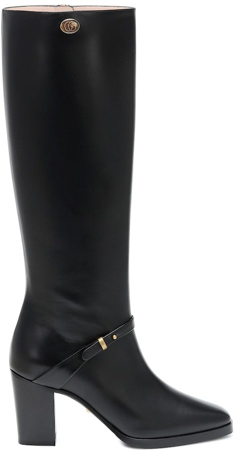 Gucci ROSIE DOUBLE G LEATHER KNEE HIGH BOOTS