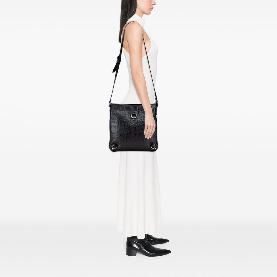 Gucci Embossed Leather Horsebit Abbey D Ring Crossbody