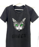Gucci MYSTIC CAT COTTON JERSEY T-SHIRT DRESS