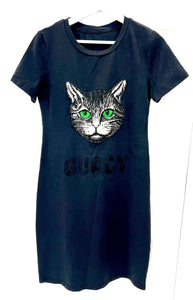 Gucci MYSTIC CAT COTTON JERSEY T-SHIRT DRESS