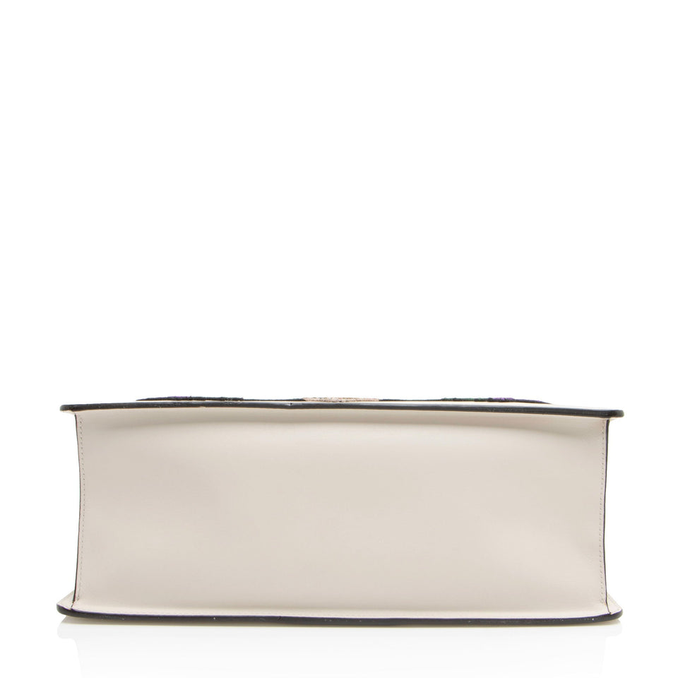 Gucci Embroidered Leather Floral Sylvie Top Handle