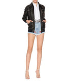Gucci EMBROIDERED RAW EDGE DENIM SHORTS